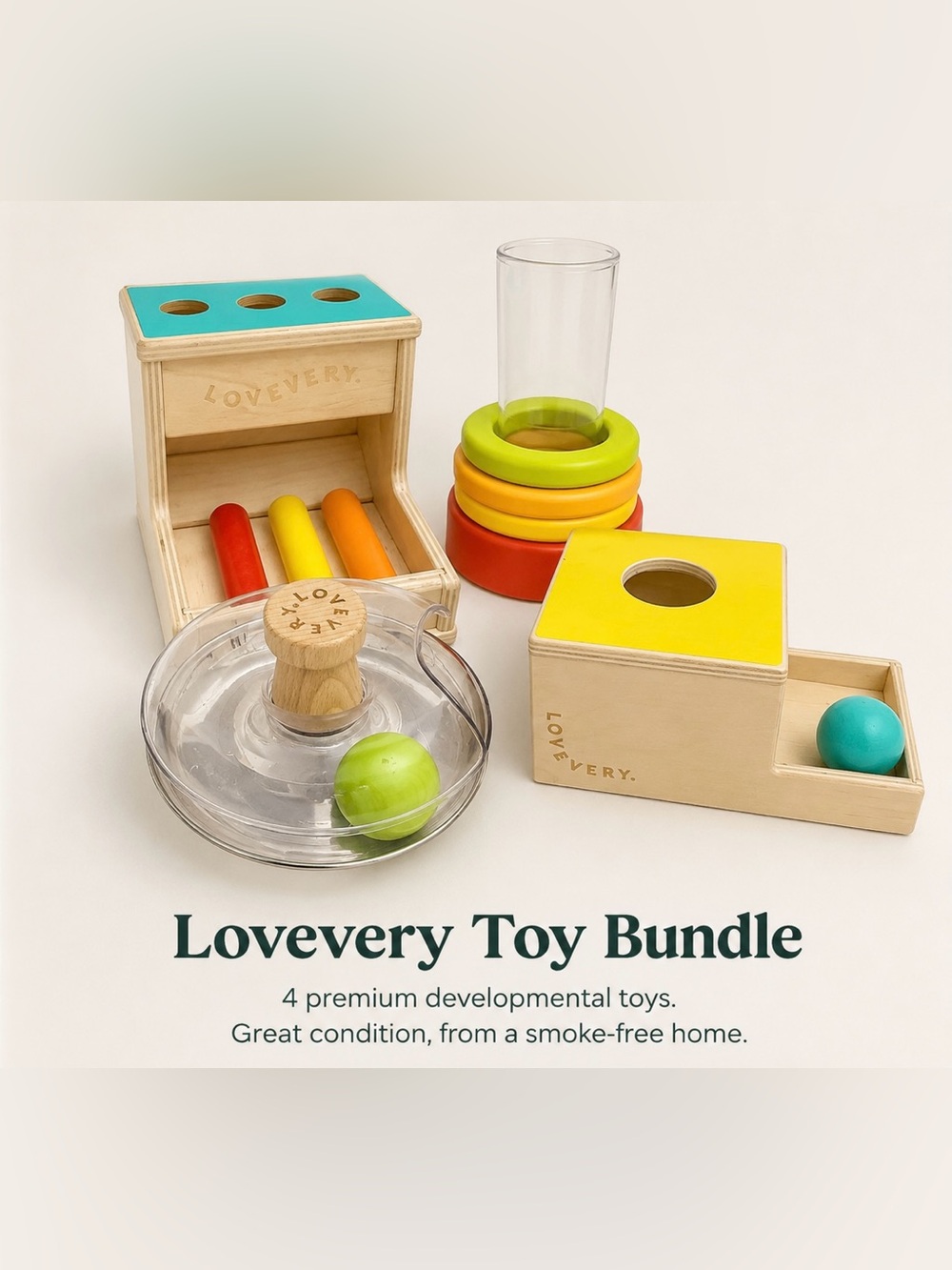 Lovevery Wooden Learning Toy Set — Yellow & Teal Accents